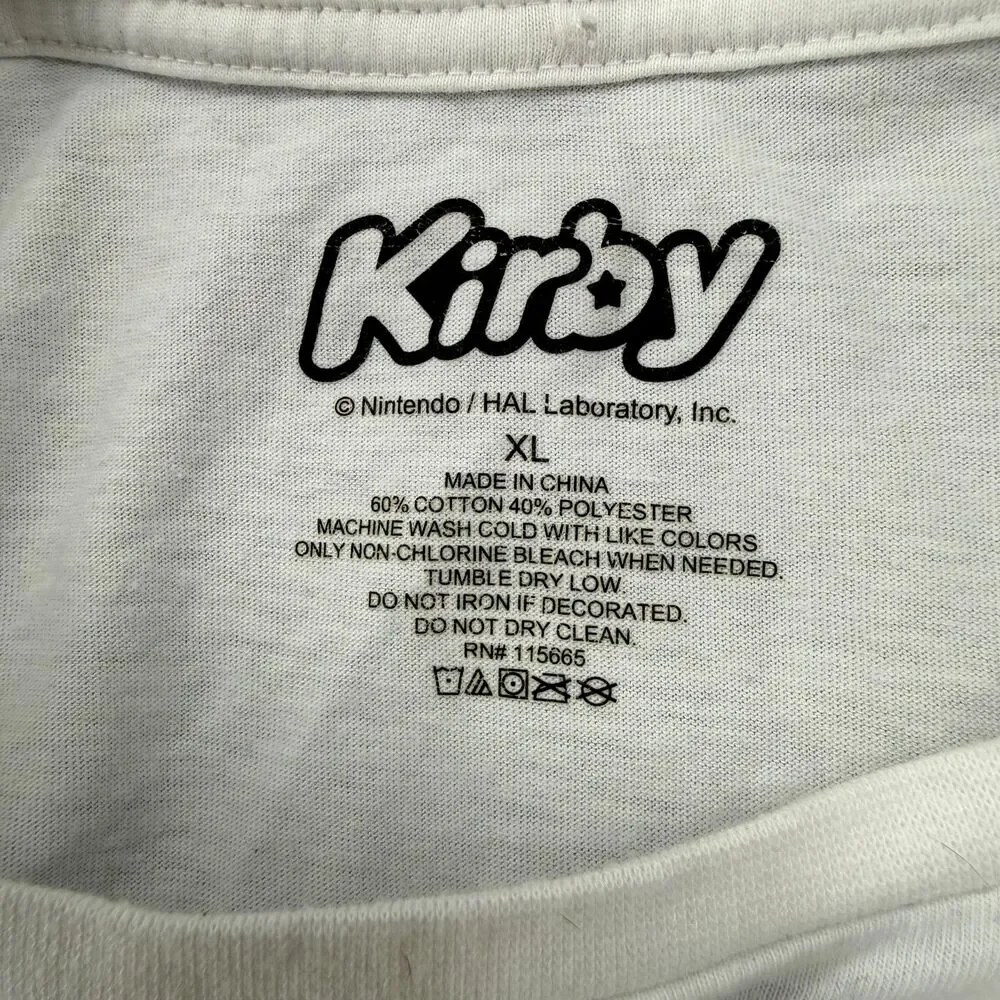 Nintendo Kirby Banana Graphic Shirt XL White Japanese Puffy Print Gamer Anime - Picture 9 of 10